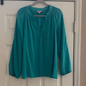 Lilly Pulitzer Turquoise Blouse with Button Accents